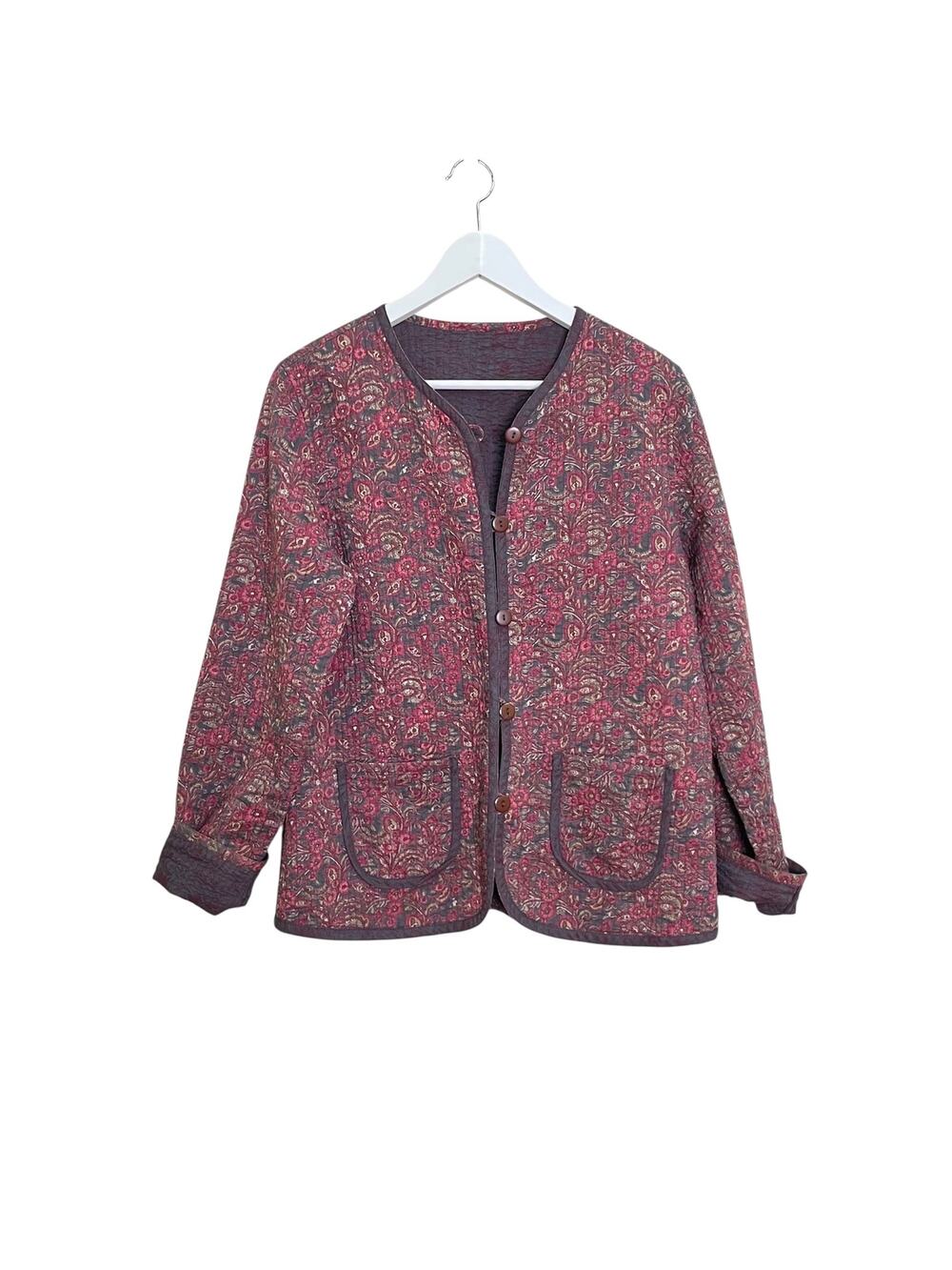 Provence D'Amour Pink Floral Cotton Quilted Reversible Lightweight Jacket Size L